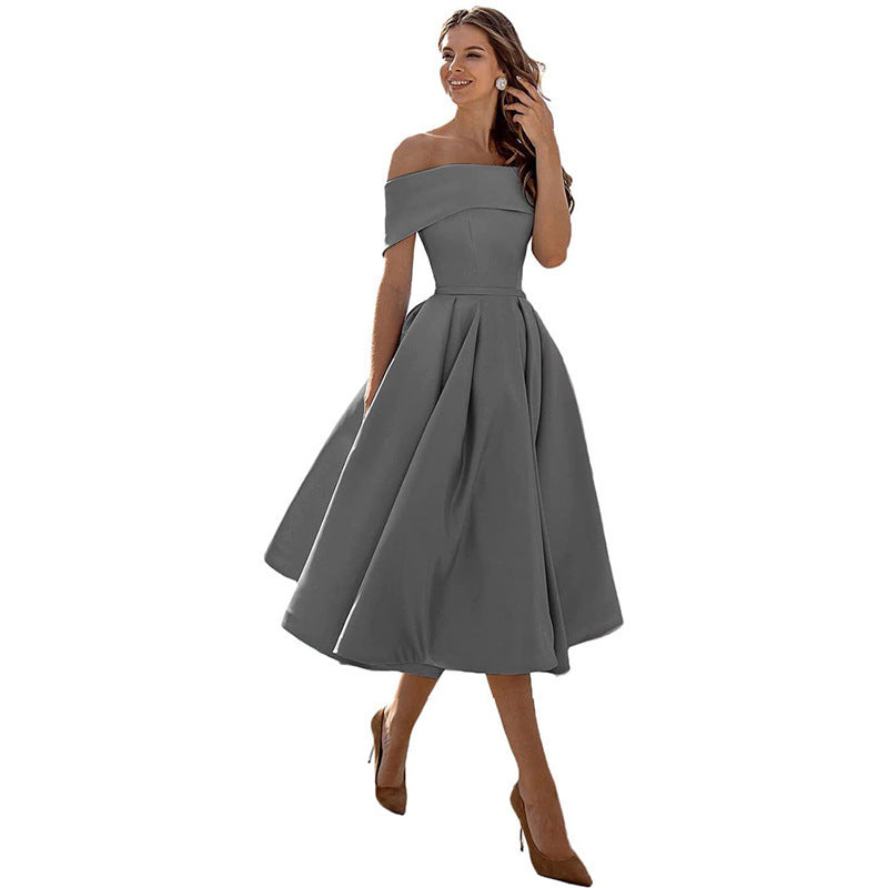 Michelle – Lässiges Trägerloses Satin-Party-Kleid