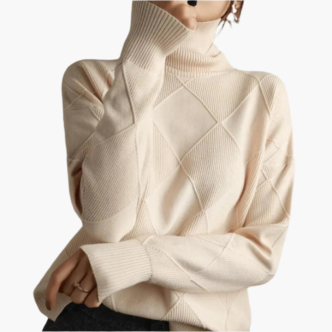 Damen Strickpullover mit Rautenstruktur – Eleganter Freizeit-Look