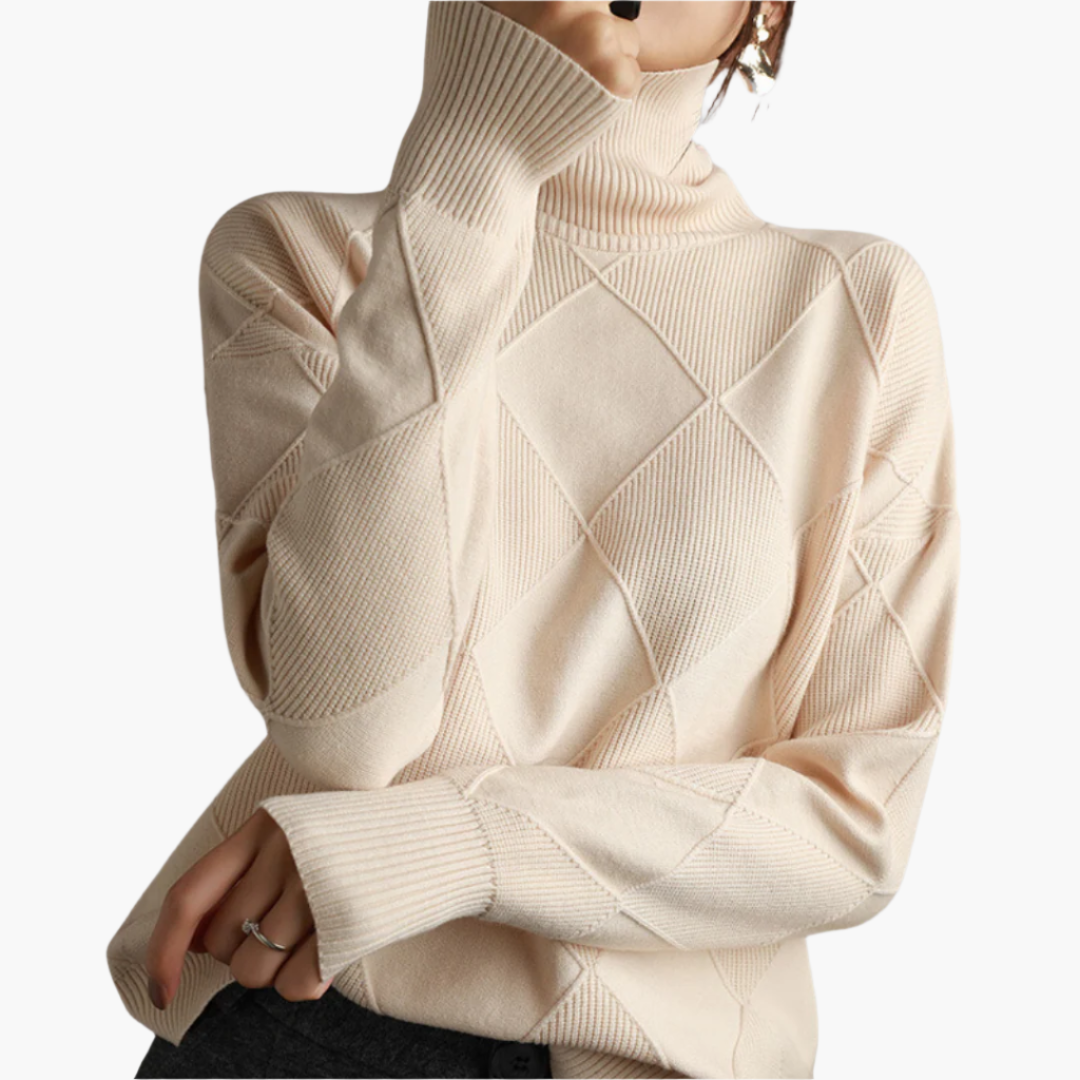 Damen Strickpullover mit Rautenmuster – Modischer Freizeit- & Büro-Look