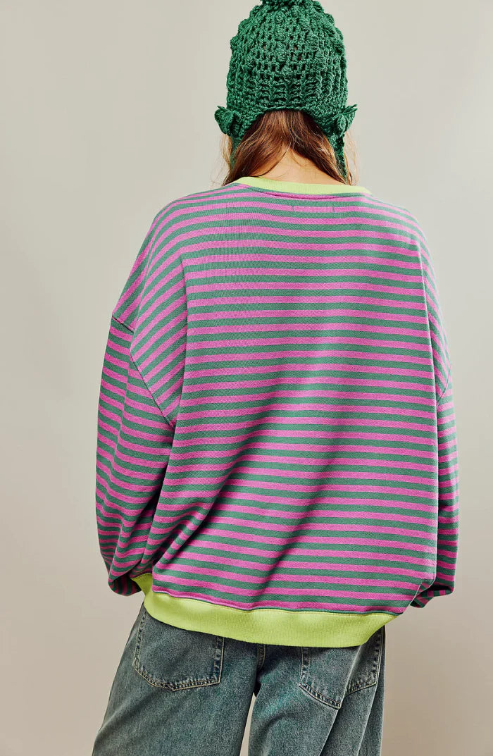 Damen Oversized Streifenpullover – Lässiger Herbst Sweater für Alltag & Freizeit
