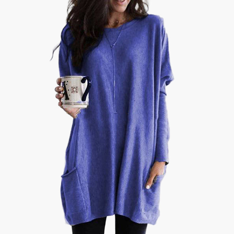 Damen Oversized Pullover Langarm Bequemer Freizeit-Look