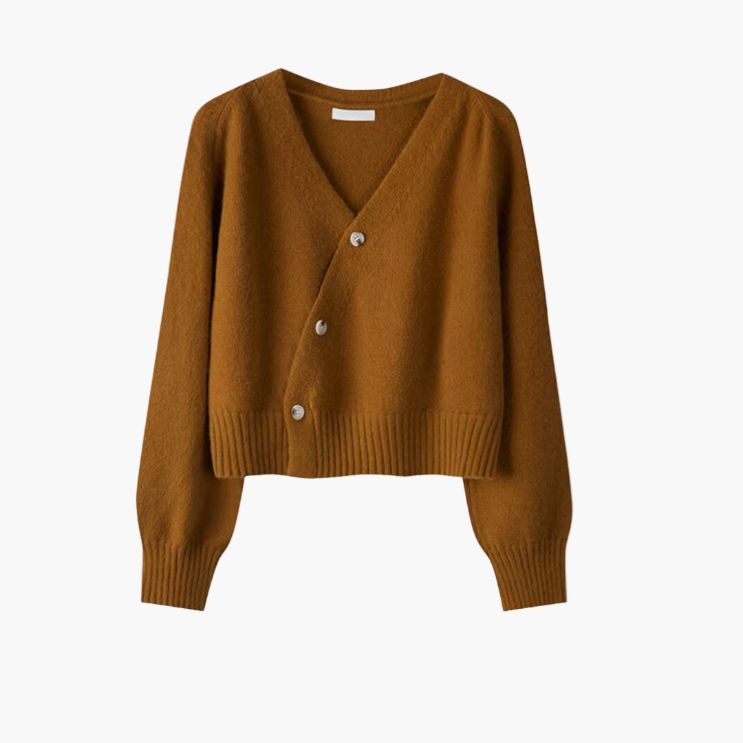 Damen Strick-Cardigan mit V-Ausschnitt und schrägen Knöpfen – Moderner Alltagsbegleiter