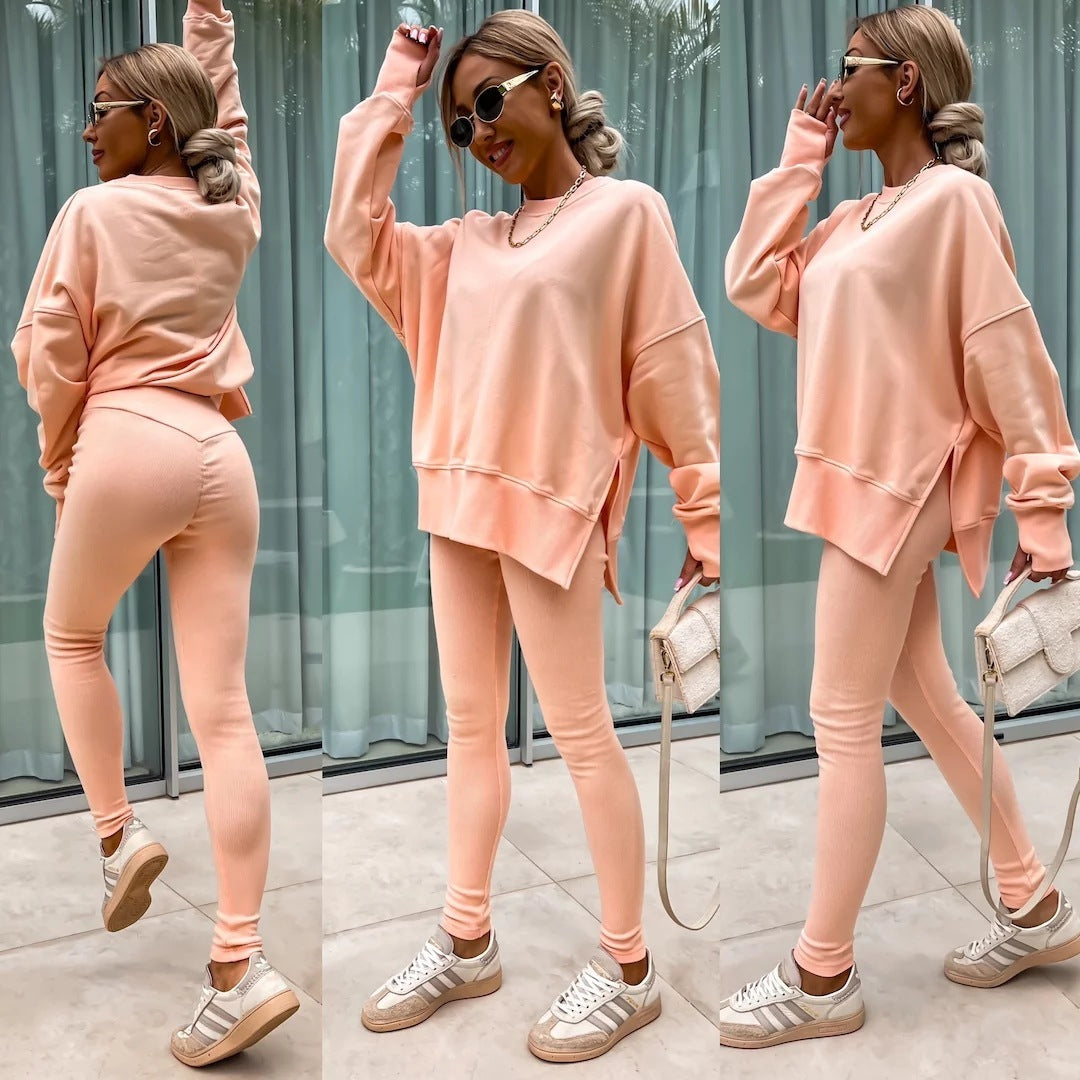 Grace – Lässiger Damen Sweater-Anzug mit langen Ärmeln und eng anliegenden Hosen