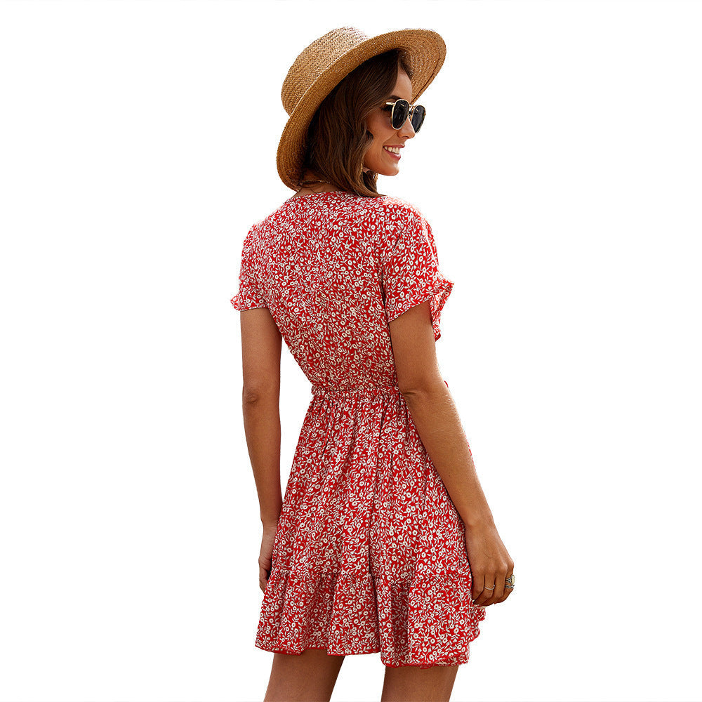 Phoebe – Rüschengeschnittenes Blumenkleid für den Frühling