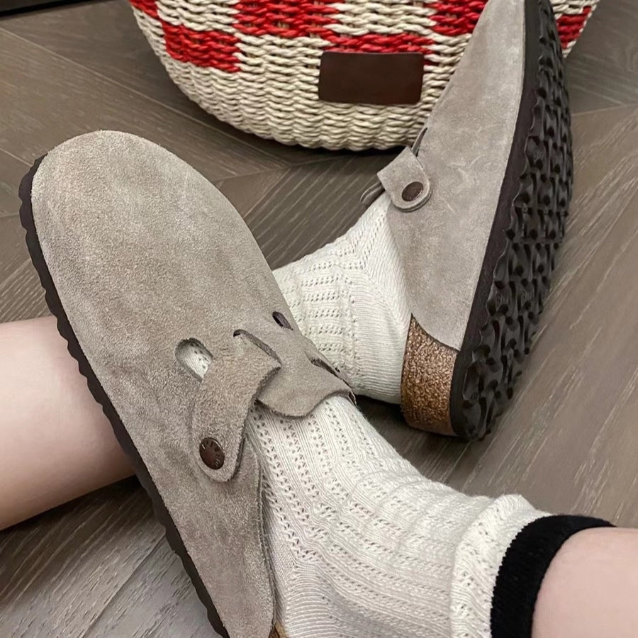 Lydia – Französische Retro Halbschuhe mit geschlossenem Zehenbereich aus veganem Leder