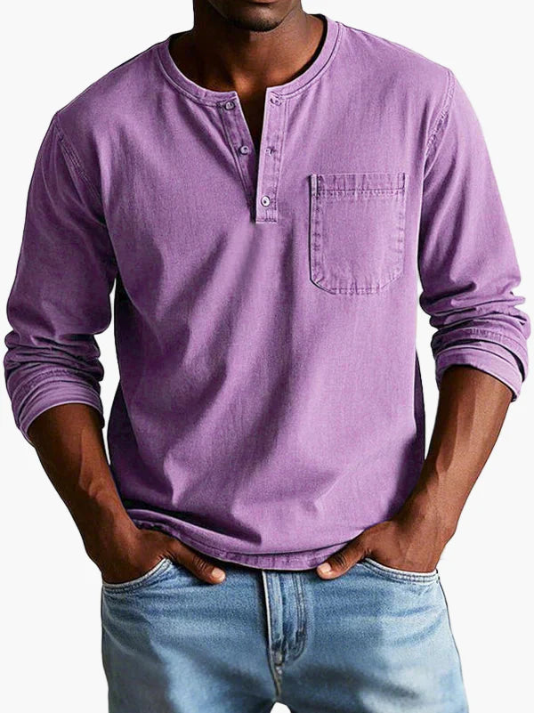 Herren Langarmshirt Henley-Stil – Zeitloses Freizeit- und Alltagsoberteil