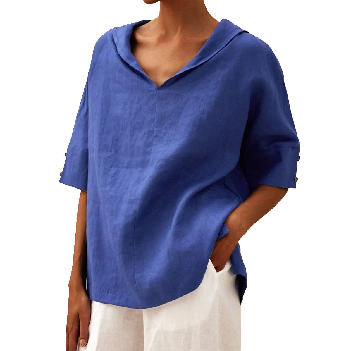 Damen Leinen Halbarm Bluse für Büro und Freizeit – Legerer Komfort, Eleganter Look