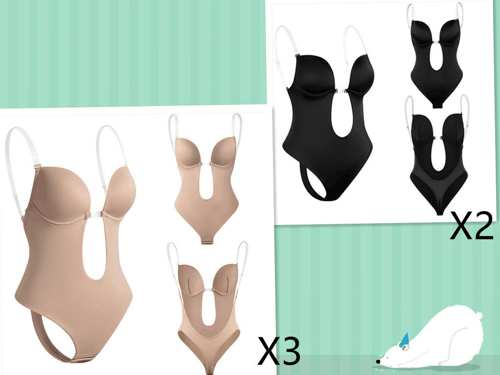 Amy – Enges Einteiler mit tiefem V-Ausschnitt und engem Bauch