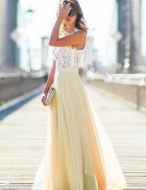 Jane – Überlängendes Chiffonkleid mit Spitzenakzenten