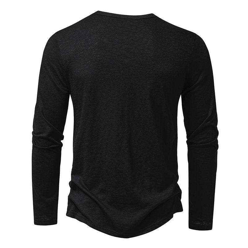 Tony – Langärmliges Herren T-Shirt mit Knopfleiste und Henry-Kragen