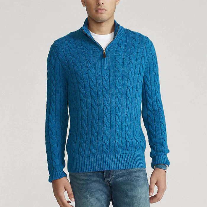 Herren Strickpullover mit Zopfmuster – Klassischer Stil für Büro und Freizeit