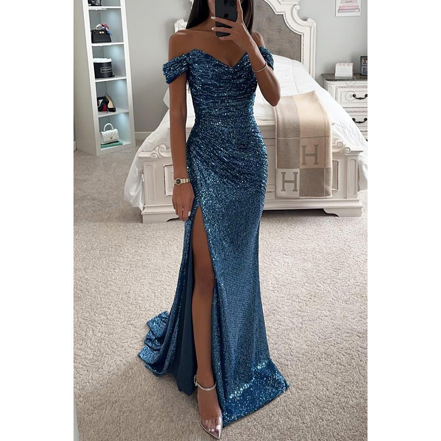 Lucy – Partykleid mit Pailletten und schulterfreiem Schnitt