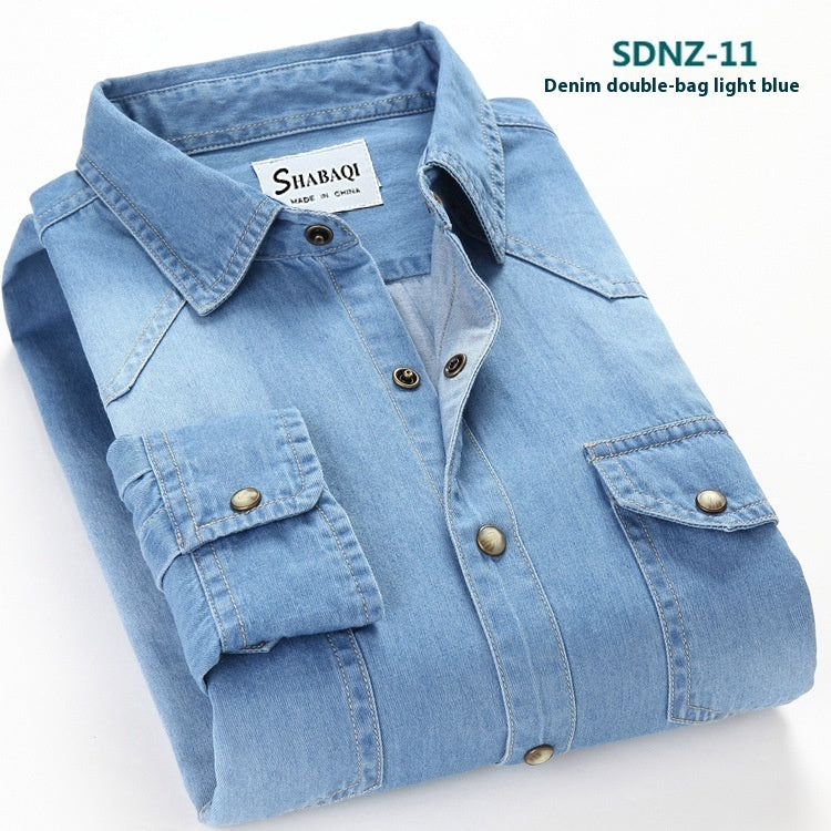 Stan – Herren Baumwoll-Denim Langarmhemd