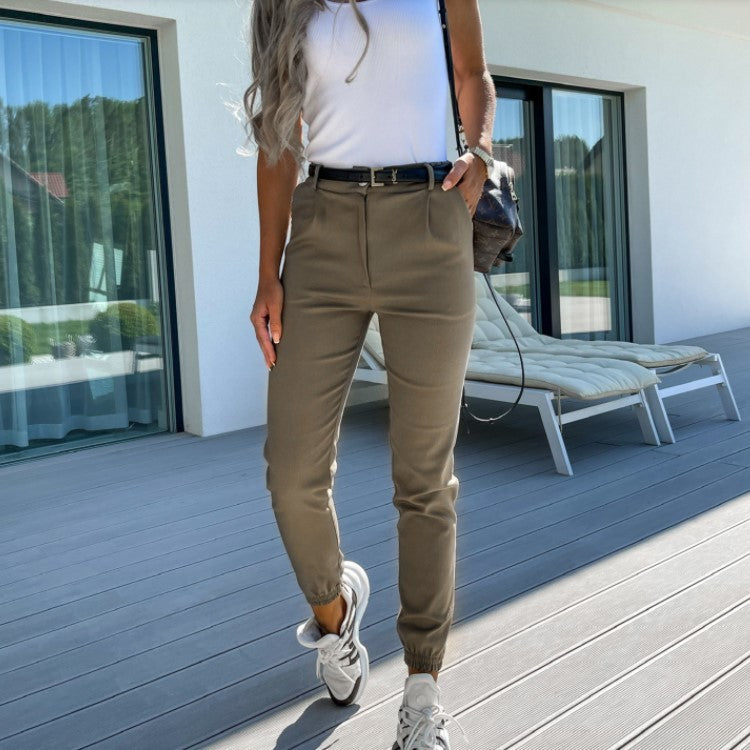 Pamela – Herbstliche Taschen-Slim-Freizeit-Cropped-Hose