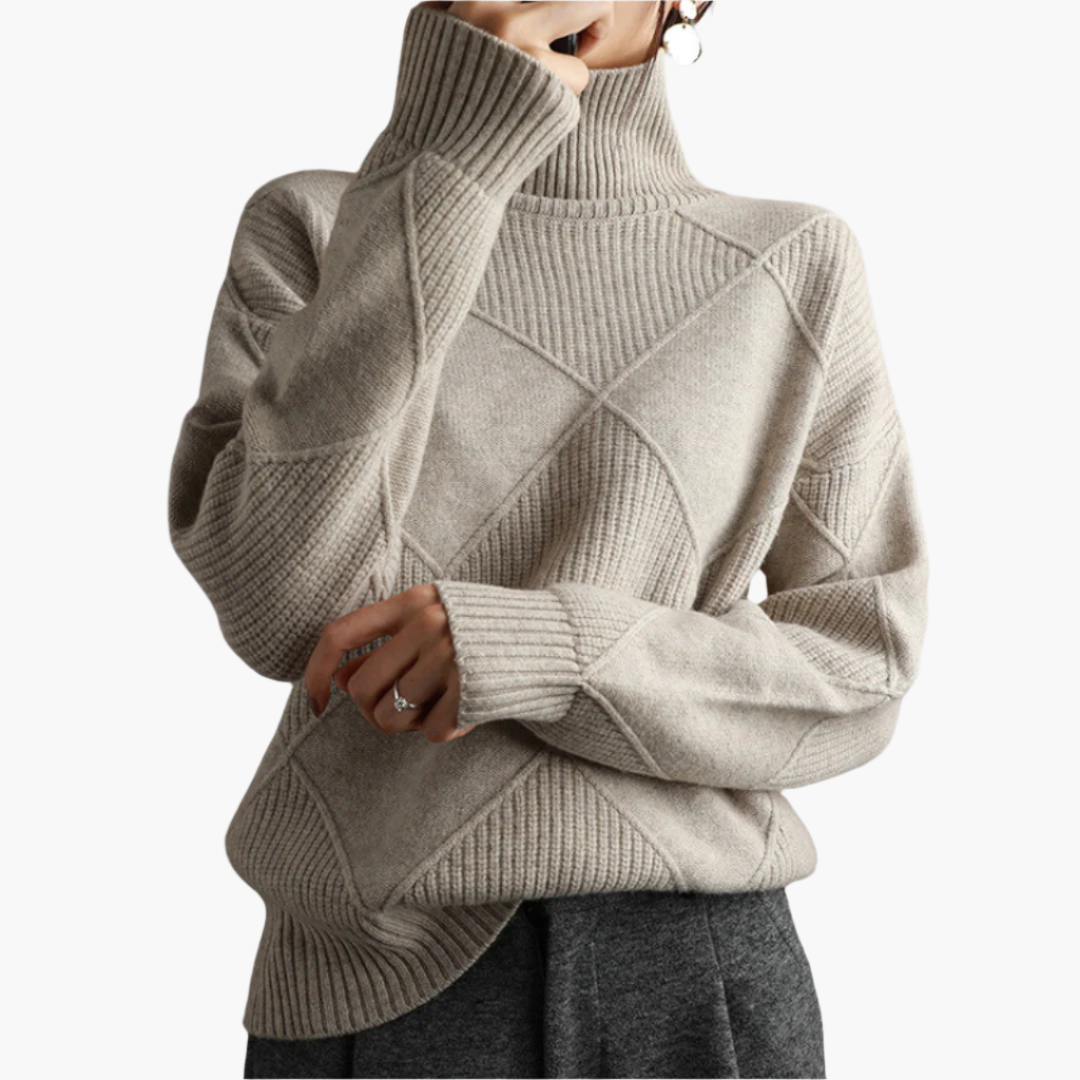 Damen Strickpullover mit Rautenmuster – Modischer Freizeit- & Büro-Look