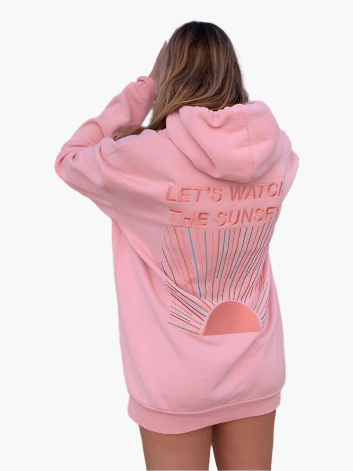 Damen Oversize Hoodie mit Sunset-Print und Spruch – Trendiger Kapuzenpullover für Freizeit & Strand