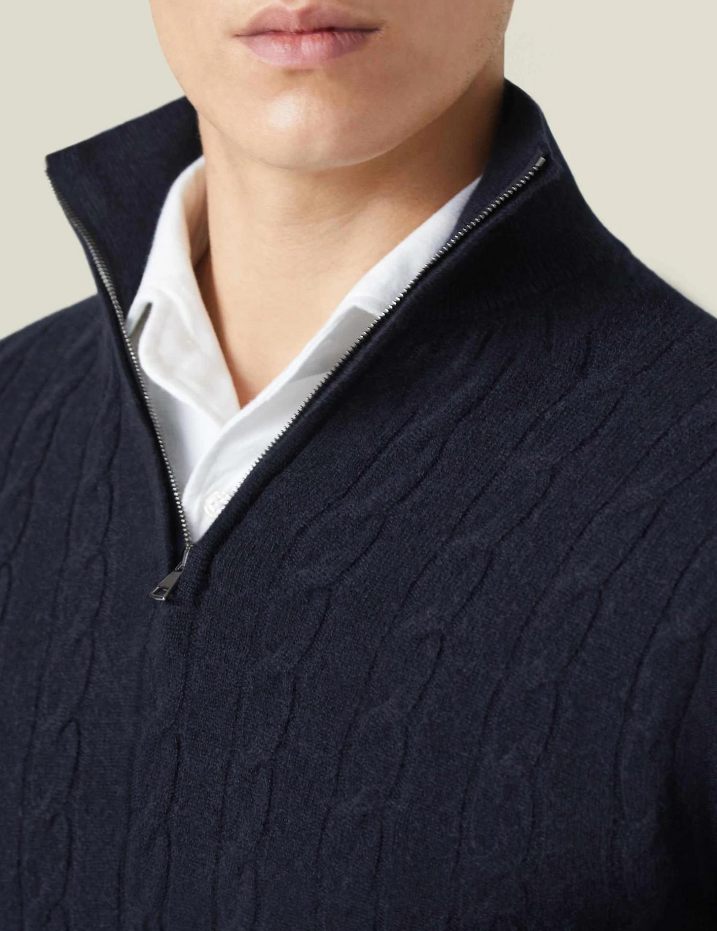 Herren Zopfmuster Pullover mit Reißverschluss – Klassischer Style für Business & Freizeit
