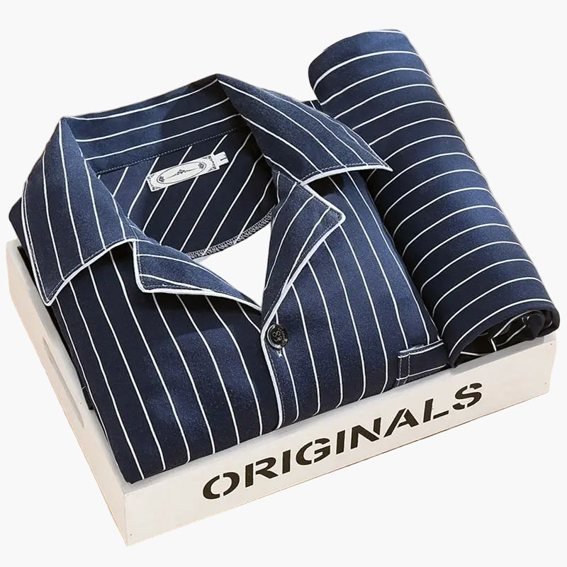 Herren Pyjama Set mit Feder-Print – Stilvolles Schlafanzug-Set für das ganze Jahr