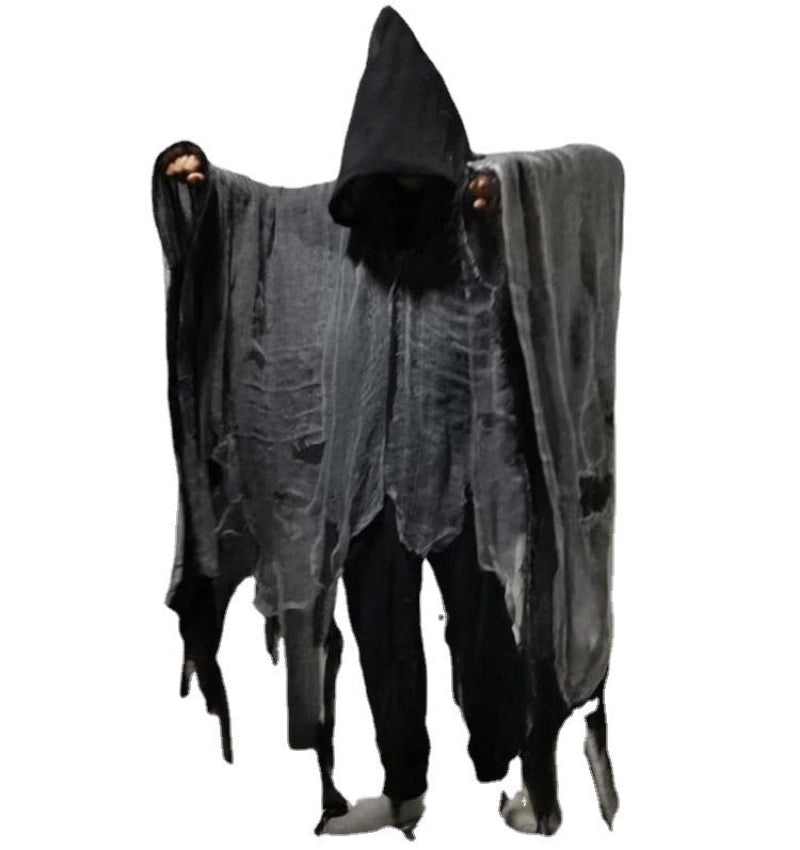 Halloween Herren & Damen Grim Reaper Kostüm – Unheimlicher Umhang mit Kapuze für Halloween-Partys & Deko