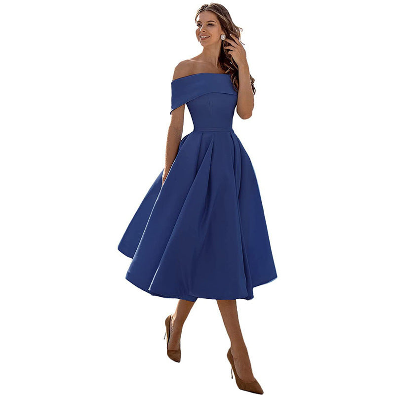 Michelle – Lässiges Trägerloses Satin-Party-Kleid