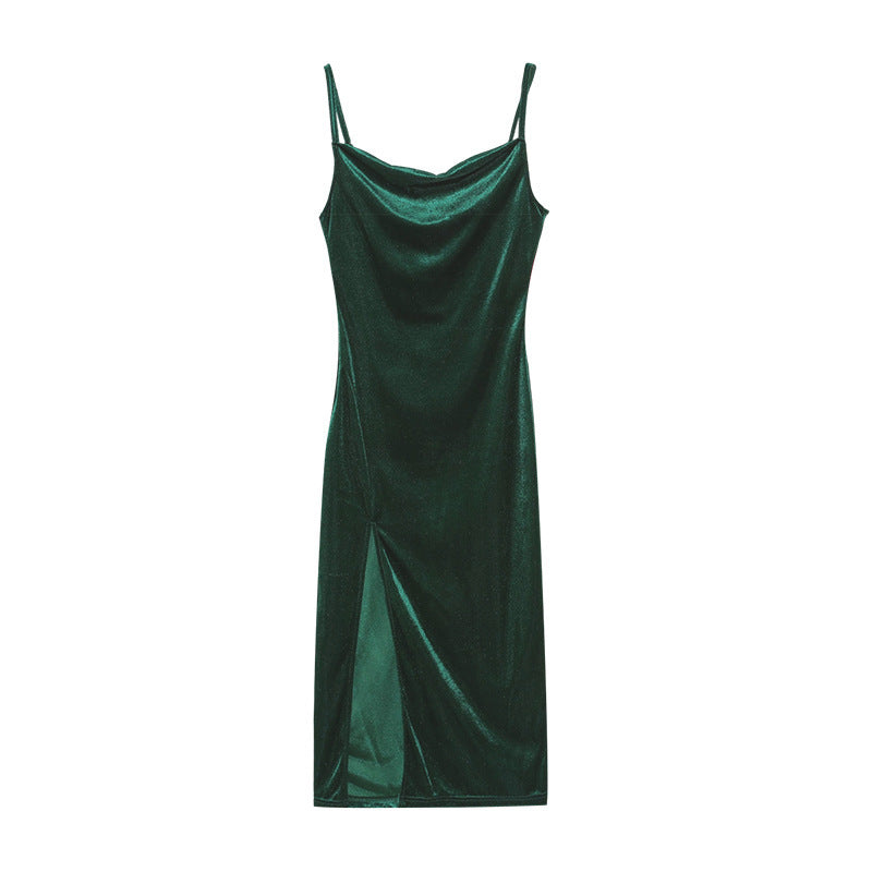 Pamela – Schickes Trägerkleid mit Spalt und ärmellos in soliden Farben