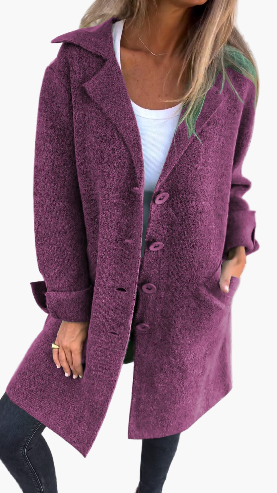 Damen Langer Casual Mantel mit Aufschlägen – Stilvoller Übergangslook für Alltag & Events