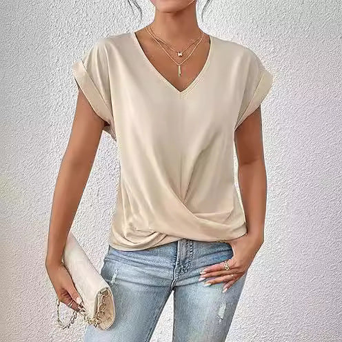 Marie – Sommer Freizeit T-Shirt mit Unregelmäßigem Knoten