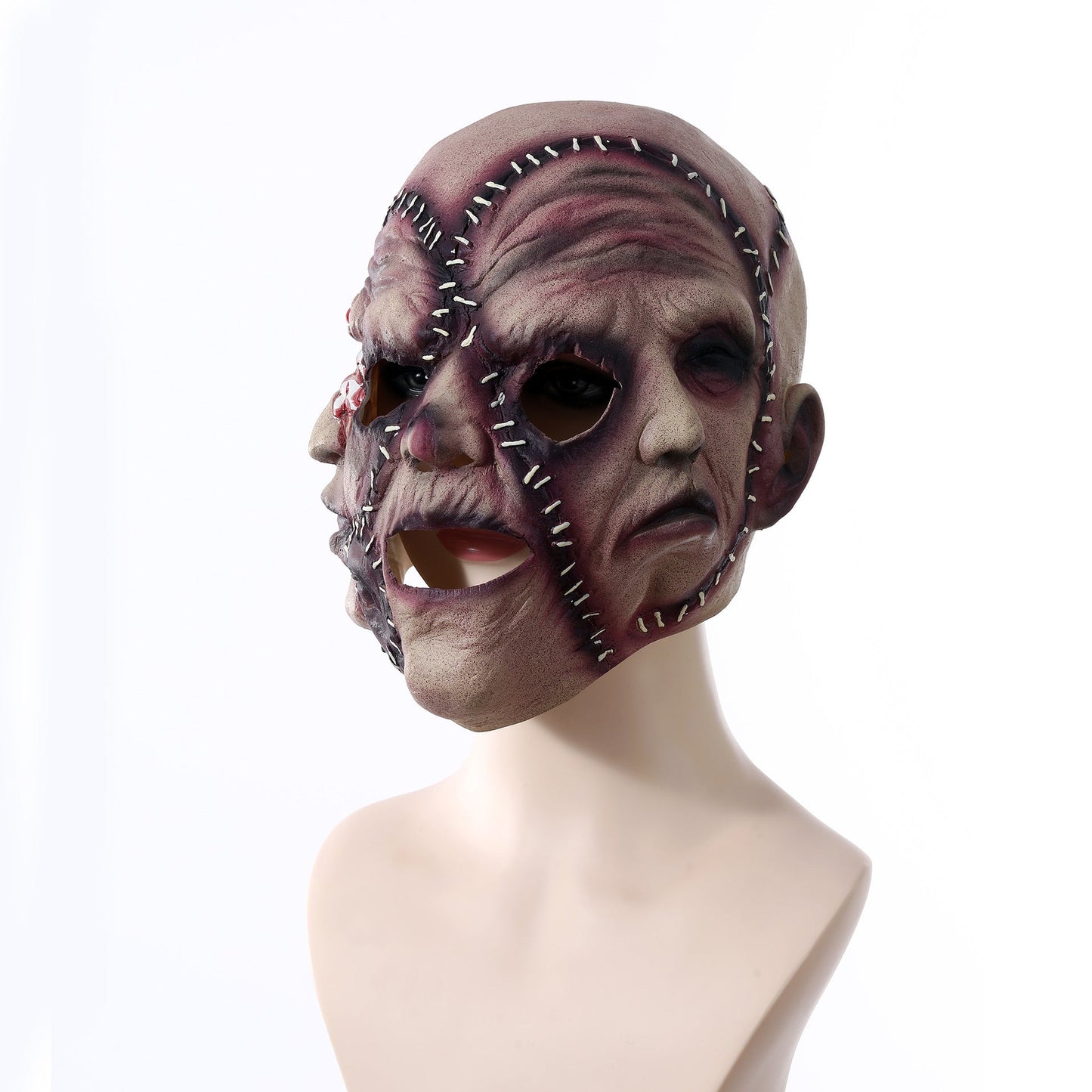 Halloween Dreifach-Gesicht Horror Latexmaske für Erwachsene – Schaurige Kostümmaske für Party & Gruseldeko