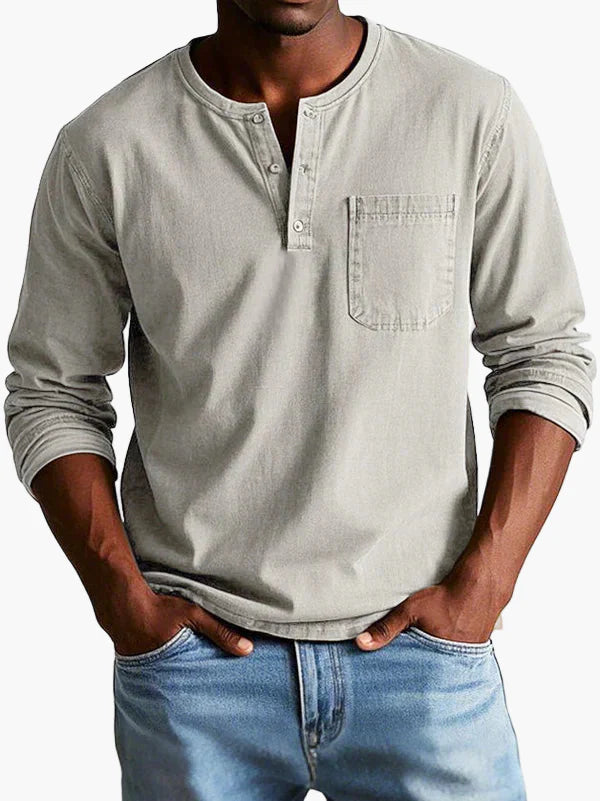 Herren Langarmshirt Henley-Stil – Zeitloses Freizeit- und Alltagsoberteil