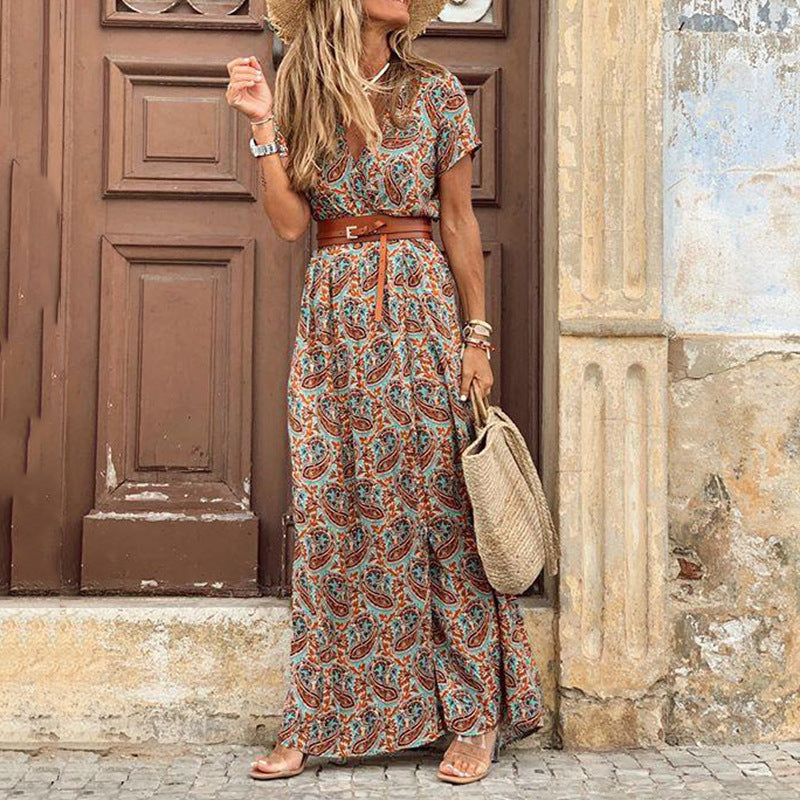 Carol – V-Ausschnitt floral Kleid für Damen