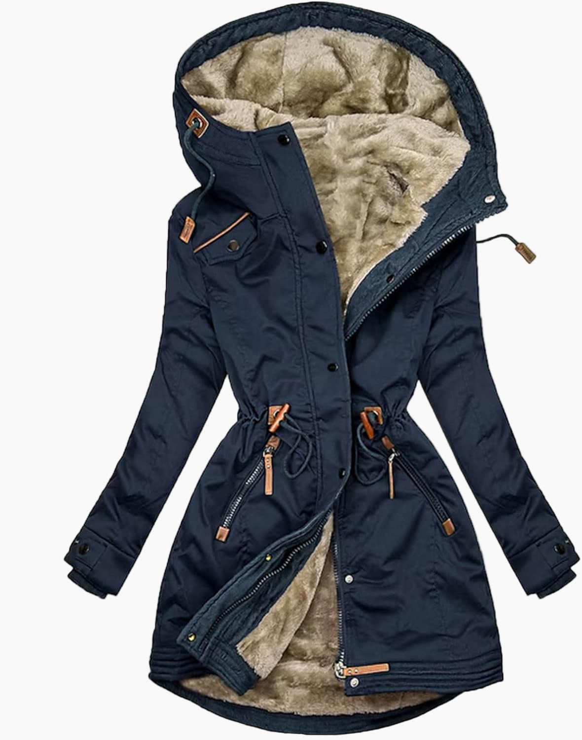 Damen Winterparka mit Fleecefutter und Kapuze – Modischer Mantel für Outdoor & Alltag