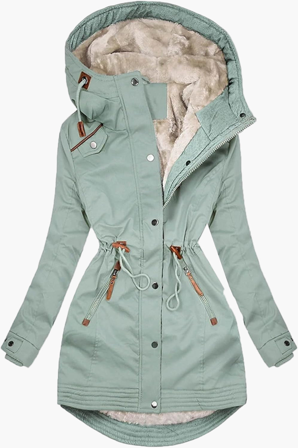 Damen Winterparka mit Fleecefutter und Kapuze – Modischer Mantel für Outdoor & Alltag