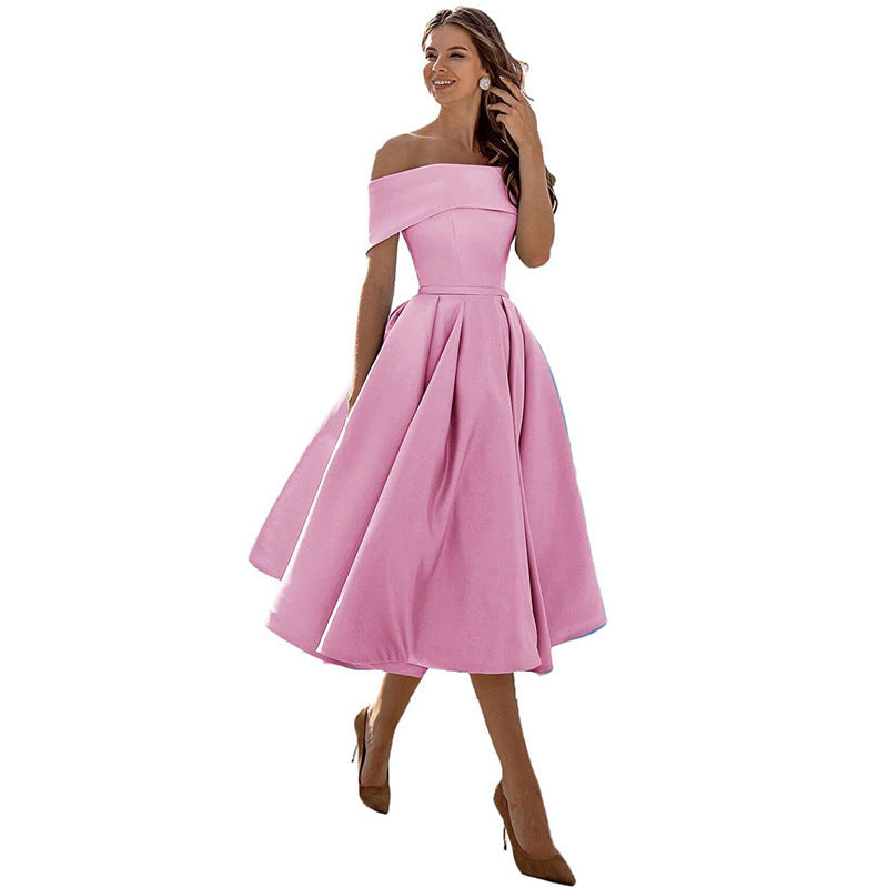 Michelle – Lässiges Trägerloses Satin-Party-Kleid