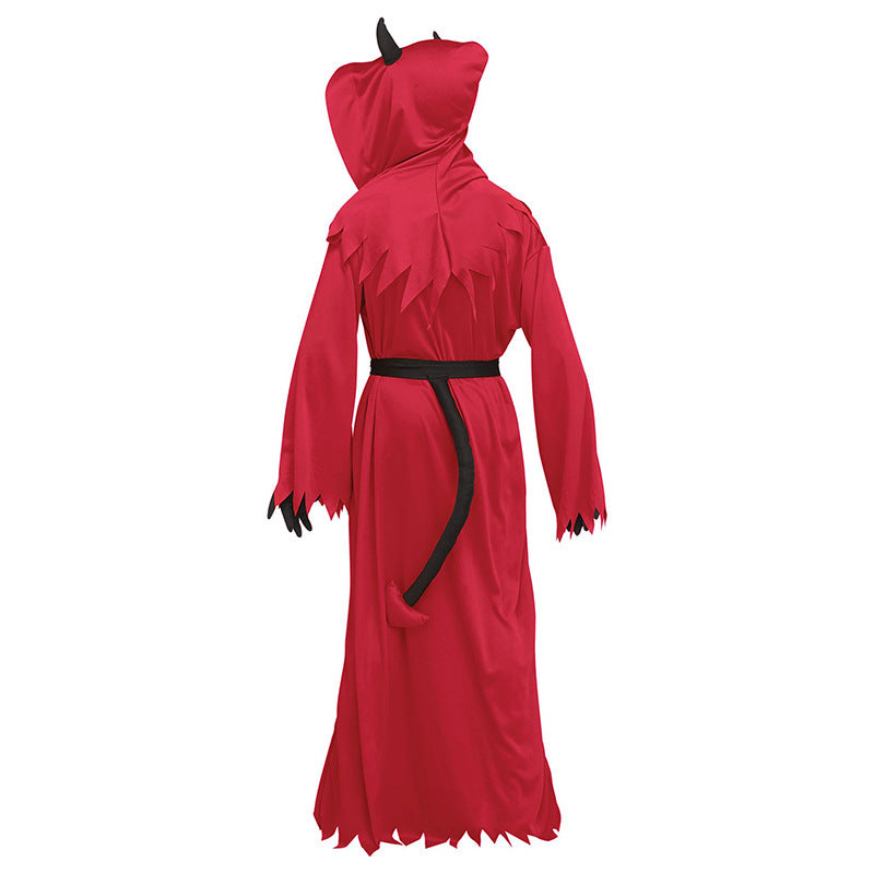 Halloween Kinder Teufel Kostüm mit Kapuze und leuchtenden Augen – Perfektes Grusel-Outfit für Halloween-Partys & Trick-or-Treat
