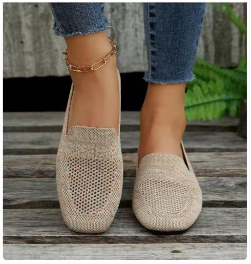 Damen Strick-Slipper Bequeme Modische Freizeitschuhe für Alltag und Reisen