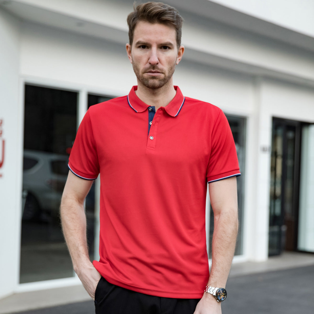 Dale – Herren Polohemd mit dünnem Kragen und kurzen Ärmeln