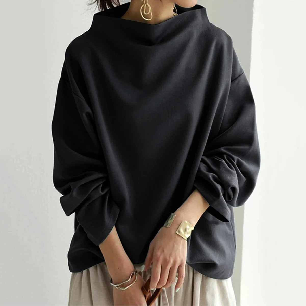 Damen Oversize Pullover mit Langarm – Modischer Freizeitpullover für Alltag und Büro