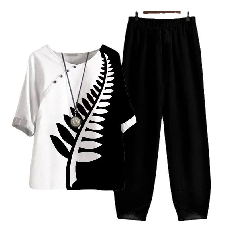 Abigail – Bedruckter Damenanzug mit Top und Hose