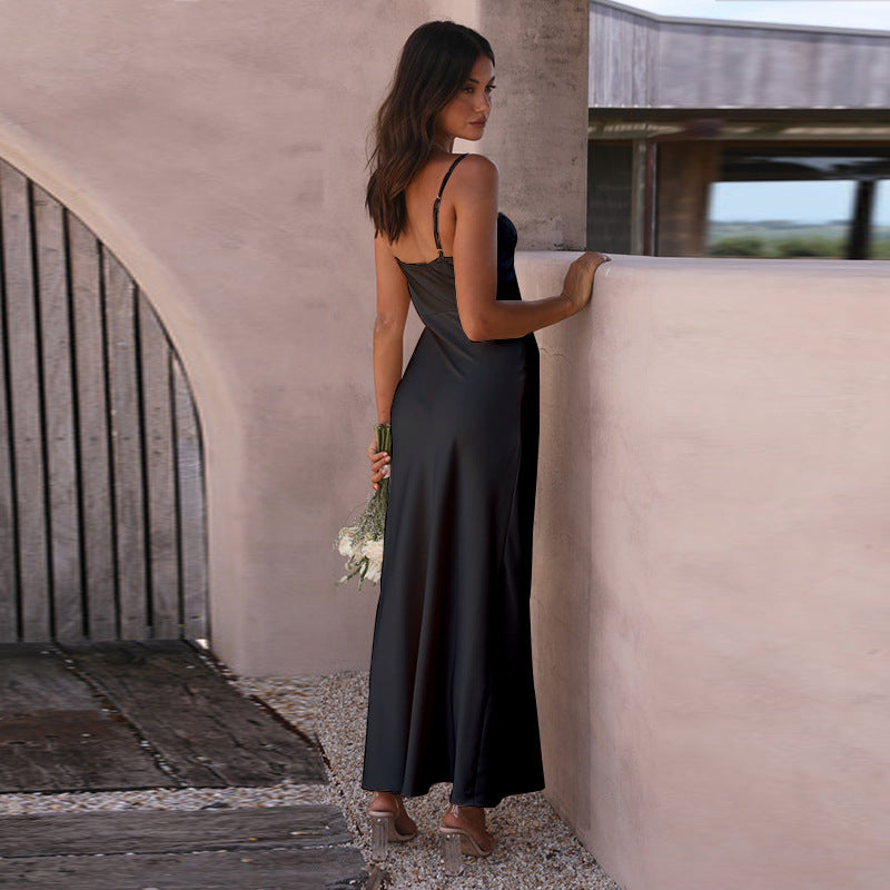 Sharon – Sommerliches einfarbiges Split-Kleid für Damen