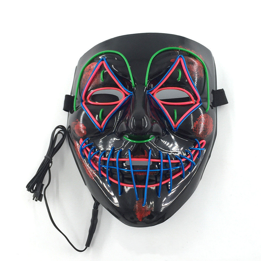 Halloween LED Leuchtmaske für Erwachsene – Gruselige Party- und Kostüm-Maske mit Neon-Effekt