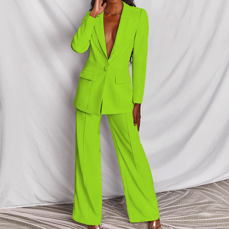 Damen Business Anzug Set – Eleganter Blazer mit weiter Hose für Büro, Events & Alltag