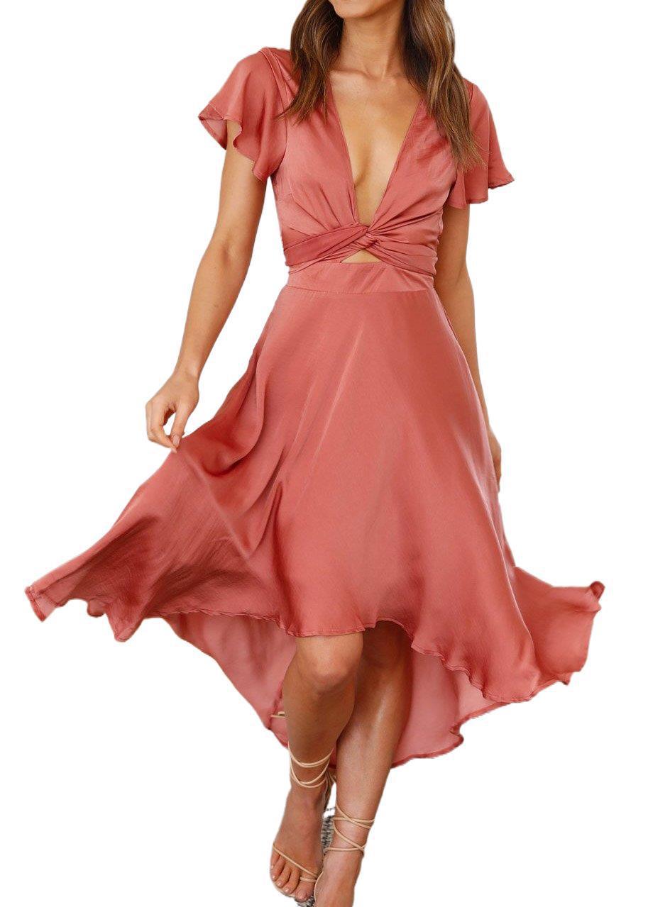 Caroline – Sommerliches Damenkleid mit V-Ausschnitt und unregelmäßigem Schnitt