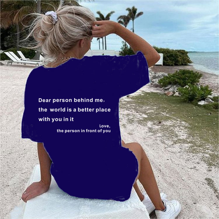 Carly – Damen T-Shirt mit Rundhalsausschnitt und Slogan