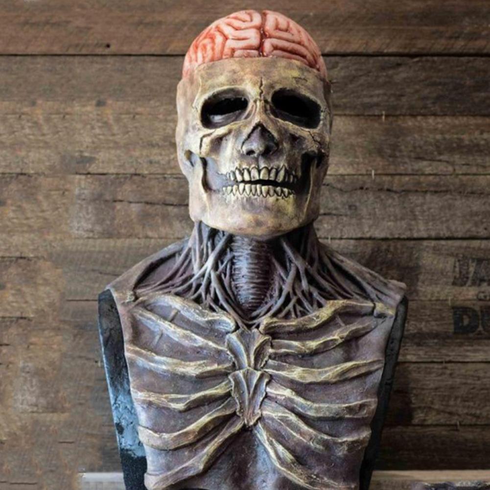 Halloween Skelett Maske mit Zylinder – Gruselige Kopfmaske für Erwachsene, Party & Deko