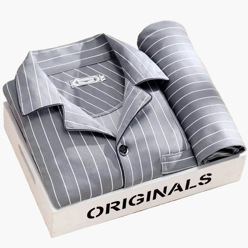 Herren Pyjama Set mit Feder-Print – Stilvolles Schlafanzug-Set für das ganze Jahr