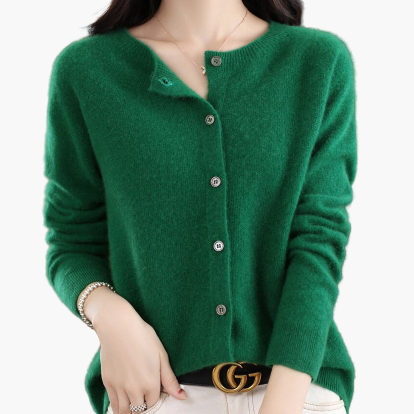 Damen Cardigan mit Rundhalsausschnitt – Klassischer Strickpullover für Alltag und Büro