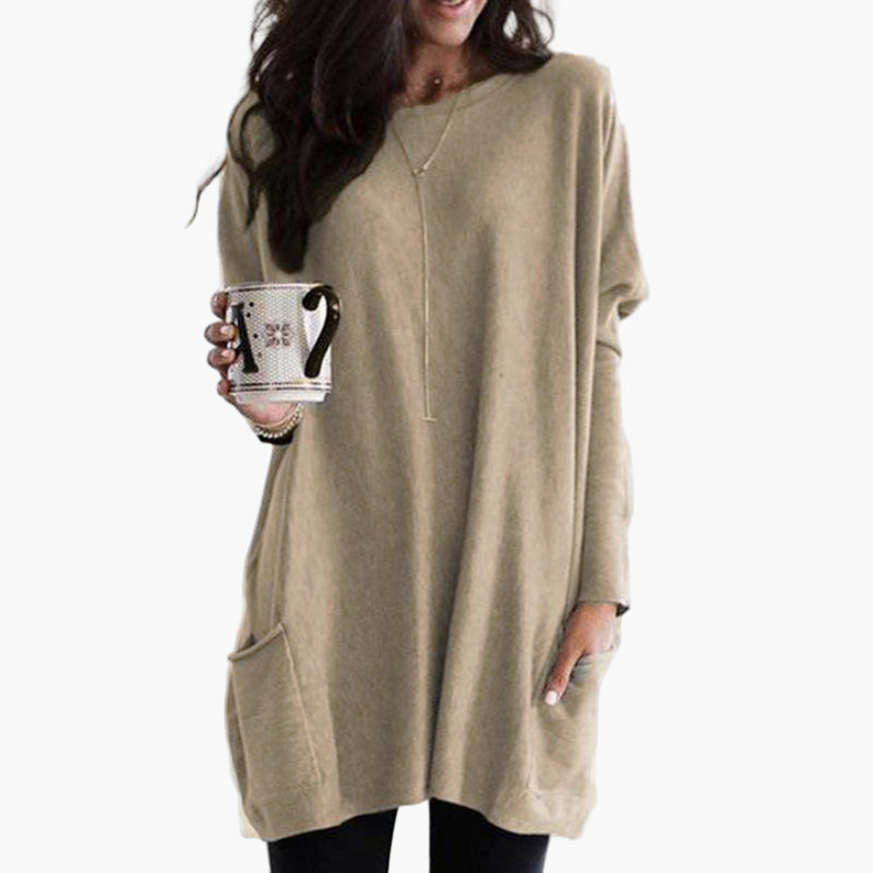 Damen Oversized Pullover Langarm Bequemer Freizeit-Look