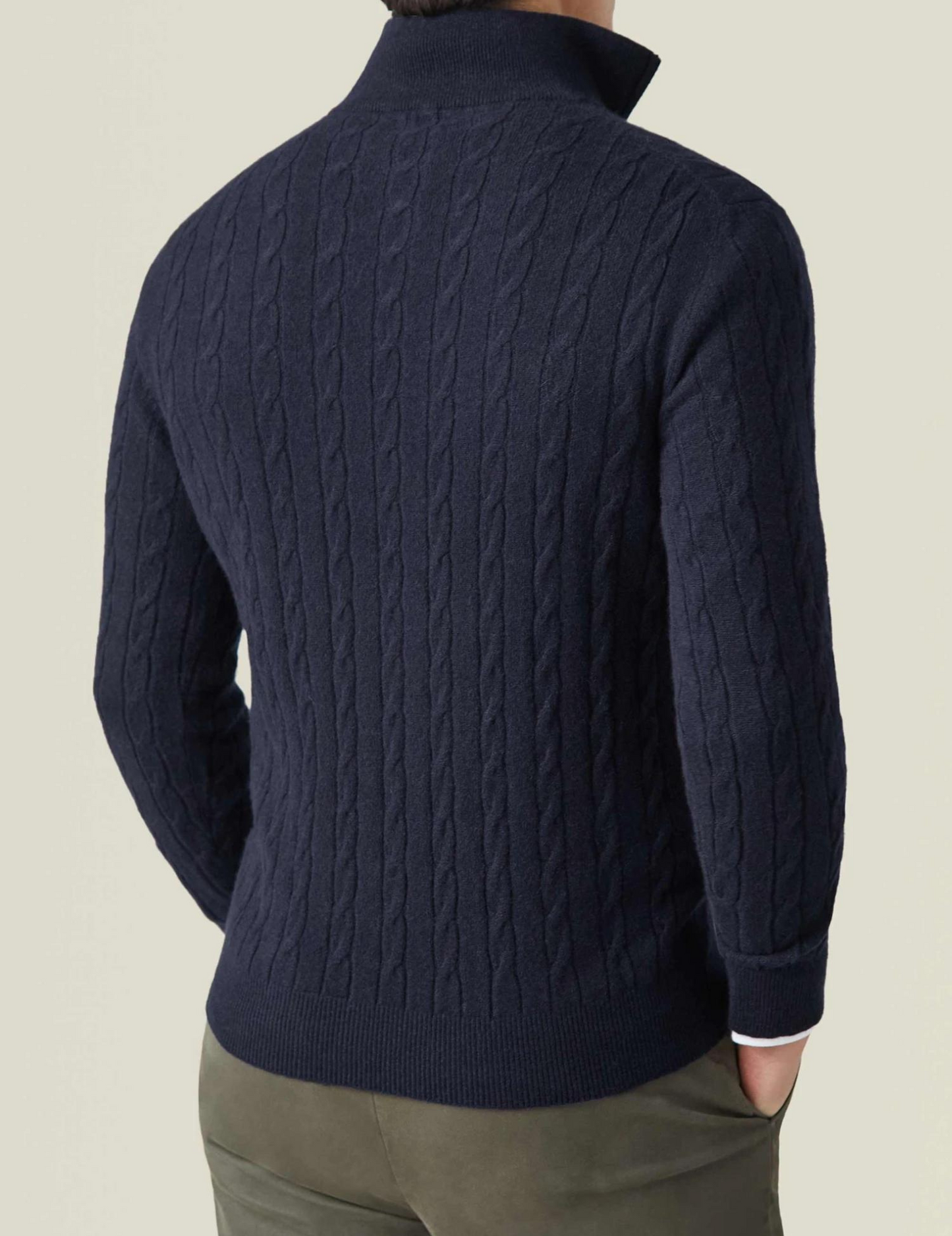 Herren Zopfmuster Pullover mit Reißverschluss – Klassischer Style für Business & Freizeit