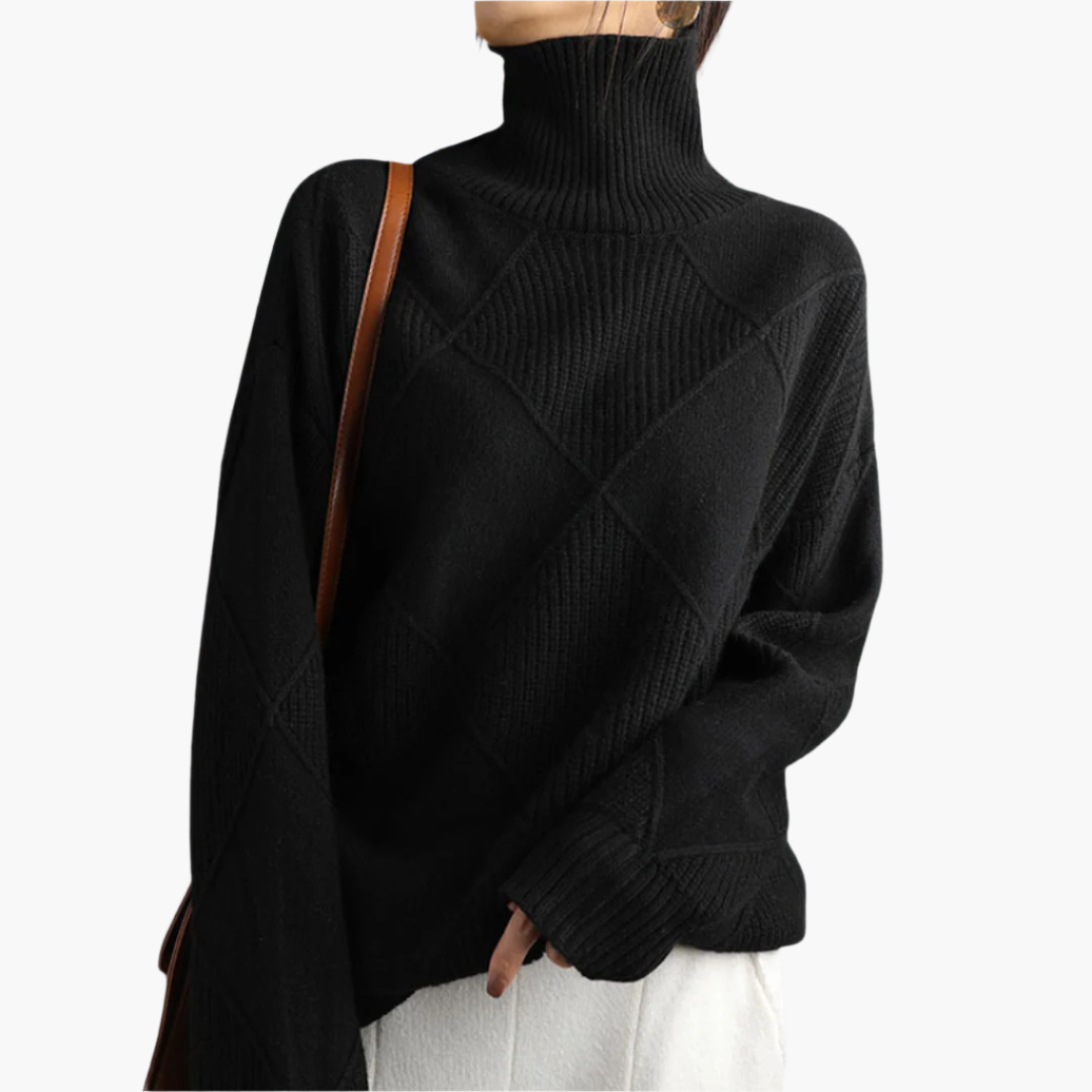 Damen Strickpullover mit Rautenmuster – Modischer Freizeit- & Büro-Look