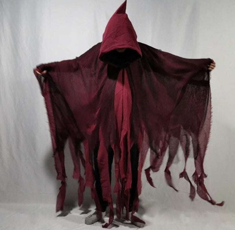 Halloween Herren & Damen Grim Reaper Kostüm – Unheimlicher Umhang mit Kapuze für Halloween-Partys & Deko